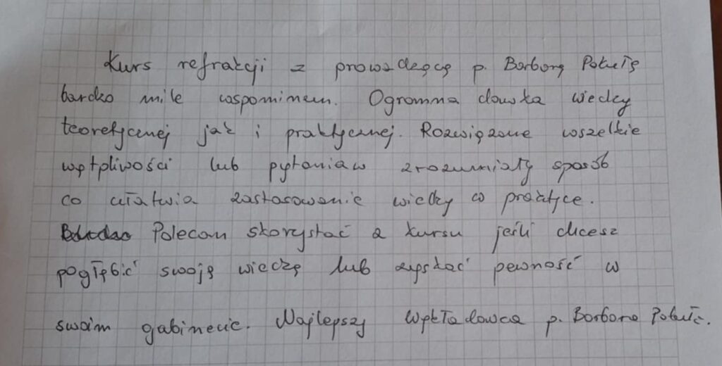 procedury badania refrakcji